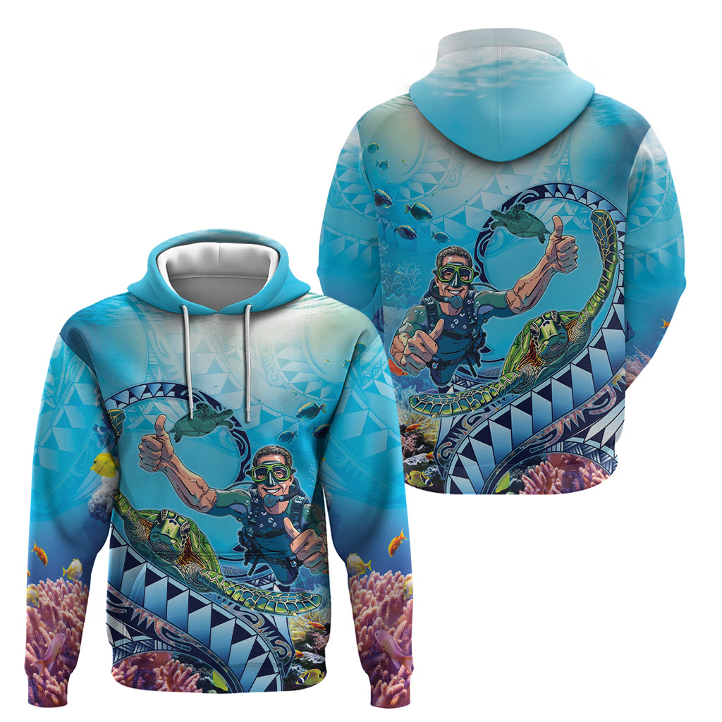 Hawaii Snorkeling Honu Turtle Hoodie Under The Ocean Vibes LT14 - Polynesian Pride