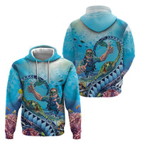 Hawaii Snorkeling Honu Turtle Hoodie Under The Ocean Vibes LT14 - Polynesian Pride