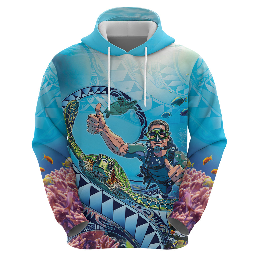 Hawaii Snorkeling Honu Turtle Hoodie Under The Ocean Vibes LT14 - Polynesian Pride