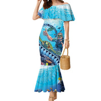 Hawaii Snorkeling Honu Turtle Mermaid Dress Under The Ocean Vibes LT14 Women Blue - Polynesian Pride