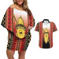 Personalised Bukidnon Philippines Couples Matching Off Shoulder Short Dress and Hawaiian Shirt The Food Basket of Region X LT14 Red - Polynesian Pride