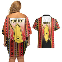 Personalised Bukidnon Philippines Couples Matching Off Shoulder Short Dress and Hawaiian Shirt The Food Basket of Region X LT14 - Polynesian Pride
