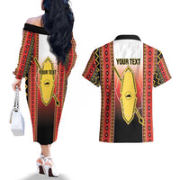 Personalised Bukidnon Philippines Couples Matching Off The Shoulder Long Sleeve Dress and Hawaiian Shirt The Food Basket of Region X LT14 - Polynesian Pride