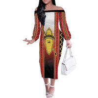 Personalised Bukidnon Philippines Family Matching Off The Shoulder Long Sleeve Dress and Hawaiian Shirt The Food Basket of Region X LT14 Mom's Dress Red - Polynesian Pride