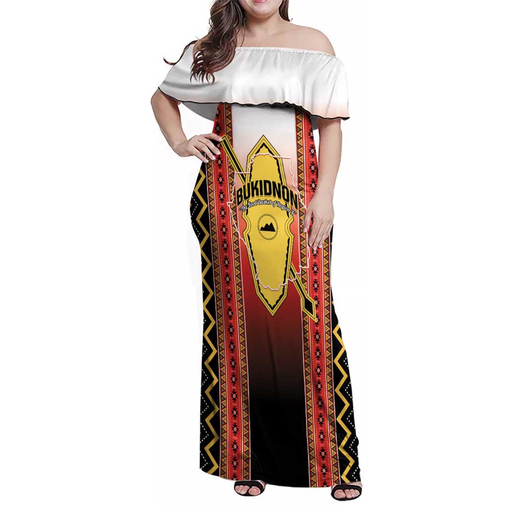 Personalised Bukidnon Philippines Family Matching Off Shoulder Maxi Dress and Hawaiian Shirt The Food Basket of Region X LT14 Mom's Dress Red - Polynesian Pride
