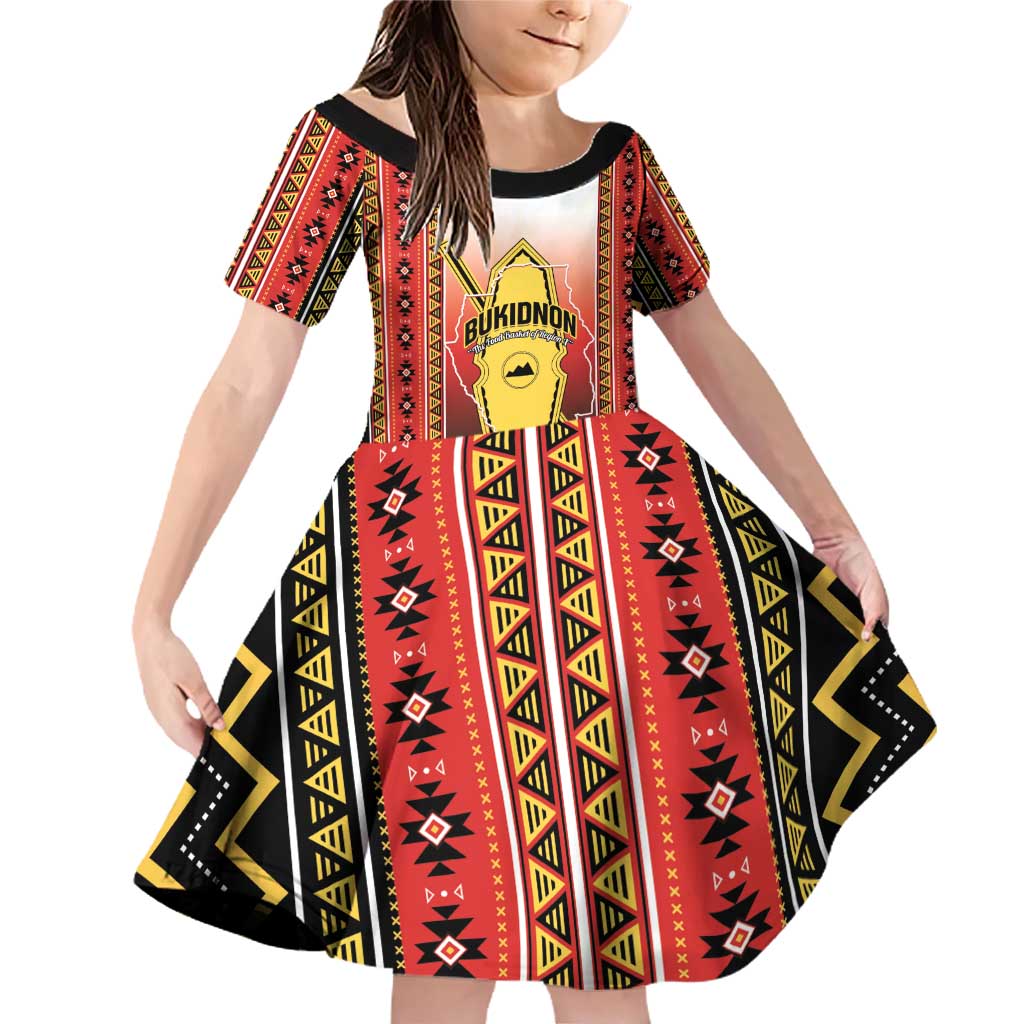 Personalised Bukidnon Philippines Family Matching Off Shoulder Short Dress and Hawaiian Shirt The Food Basket of Region X LT14 Daughter's Dress Red - Polynesian Pride