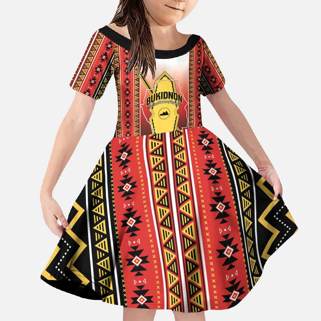 Personalised Bukidnon Philippines Family Matching Short Sleeve Bodycon Dress and Hawaiian Shirt The Food Basket of Region X LT14 Daughter's Dress Red - Polynesian Pride