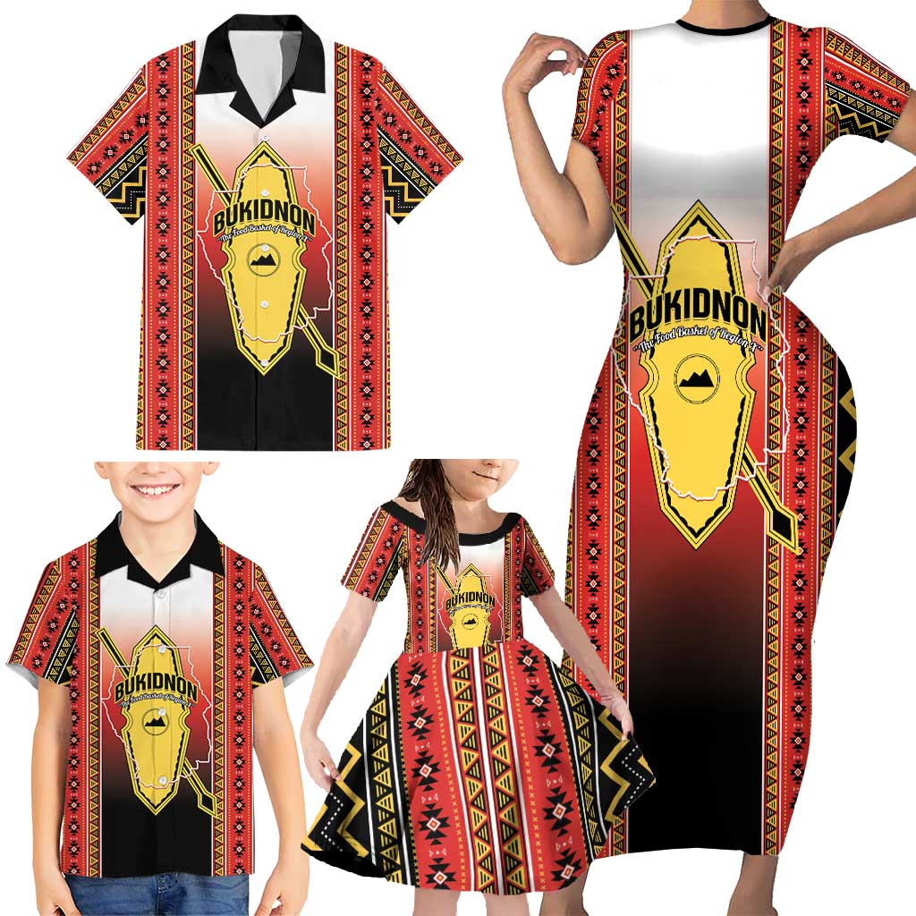Personalised Bukidnon Philippines Family Matching Short Sleeve Bodycon Dress and Hawaiian Shirt The Food Basket of Region X LT14 - Polynesian Pride