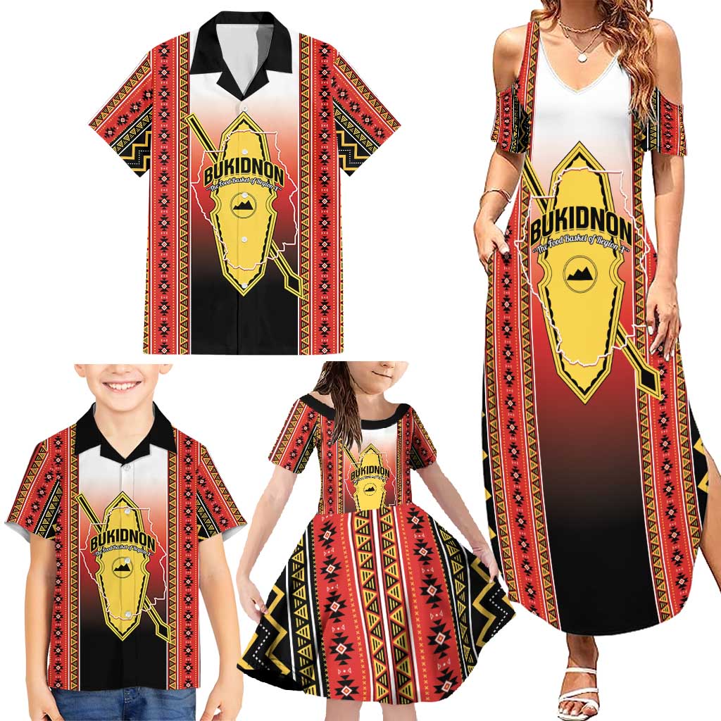 Personalised Bukidnon Philippines Family Matching Summer Maxi Dress and Hawaiian Shirt The Food Basket of Region X LT14 - Polynesian Pride
