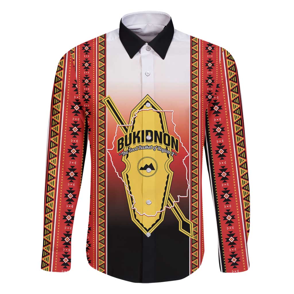Personalised Bukidnon Philippines Family Matching Summer Maxi Dress and Hawaiian Shirt The Food Basket of Region X LT14 Dad's Shirt - Long Sleeve Red - Polynesian Pride