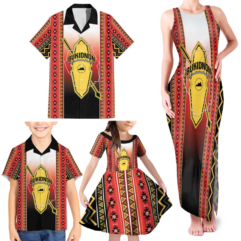 Personalised Bukidnon Philippines Family Matching Tank Maxi Dress and Hawaiian Shirt The Food Basket of Region X LT14 - Polynesian Pride