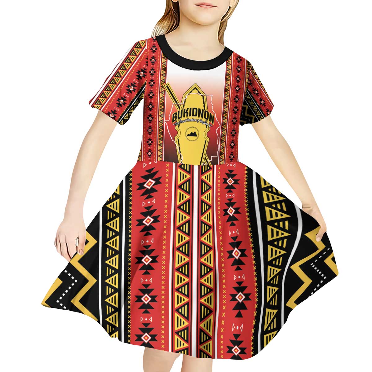 Personalised Bukidnon Philippines Kid Short Sleeve Dress The Food Basket of Region X LT14 - Polynesian Pride