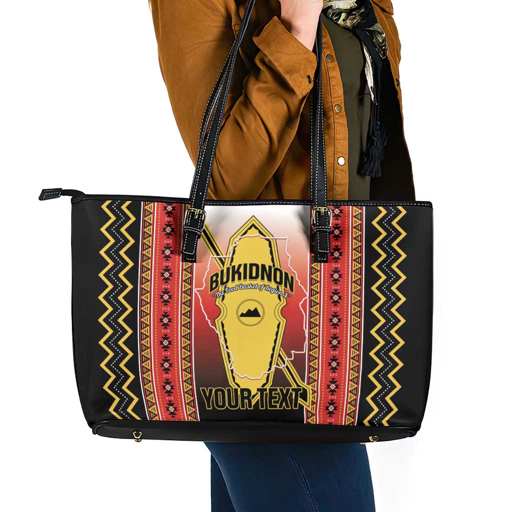 Personalised Bukidnon Philippines Leather Tote Bag The Food Basket of Region X LT14 - Polynesian Pride