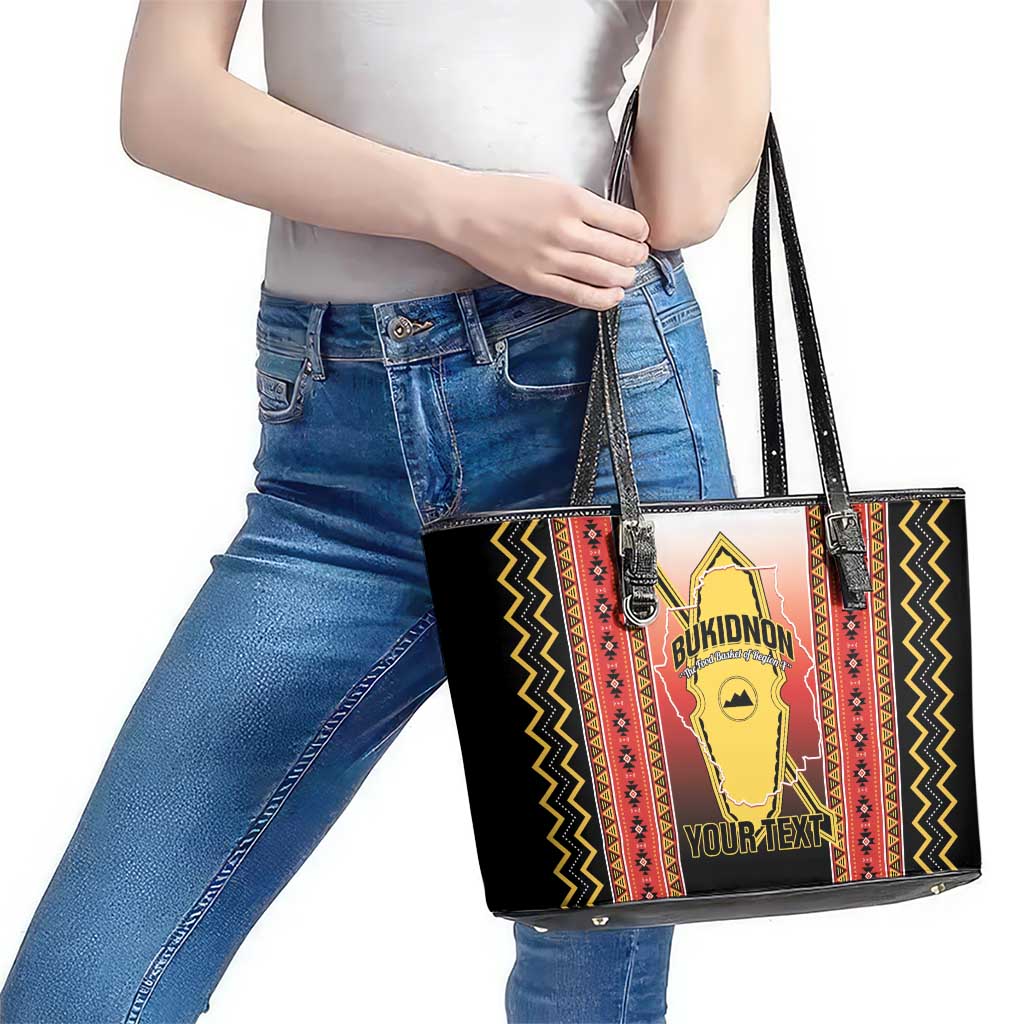Personalised Bukidnon Philippines Leather Tote Bag The Food Basket of Region X LT14 - Polynesian Pride