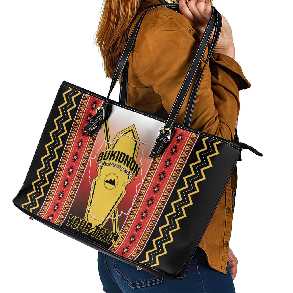 Personalised Bukidnon Philippines Leather Tote Bag The Food Basket of Region X LT14 - Polynesian Pride
