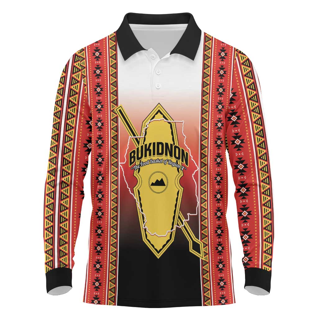 Personalised Bukidnon Philippines Long Sleeve Polo Shirt The Food Basket of Region X LT14 Red - Polynesian Pride