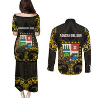 Agusan del Sur Philippines Couples Matching Puletasi and Long Sleeve Button Shirt Habagatang Agusan Lolong LT14 - Polynesian Pride