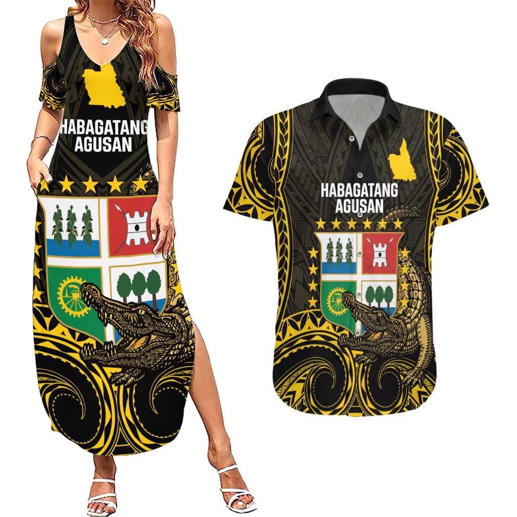 Agusan del Sur Philippines Couples Matching Summer Maxi Dress and Hawaiian Shirt Habagatang Agusan Lolong