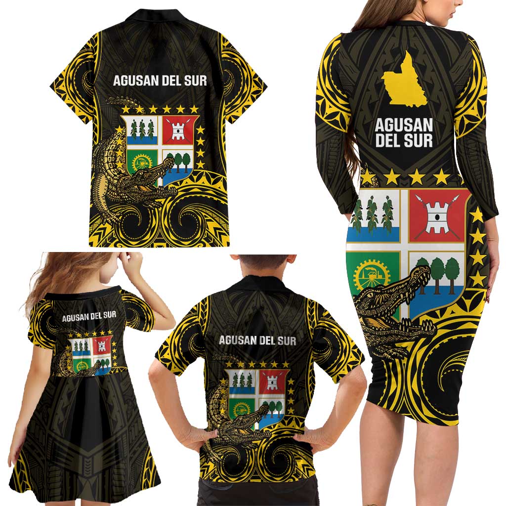 Agusan del Sur Philippines Family Matching Long Sleeve Bodycon Dress and Hawaiian Shirt Habagatang Agusan Lolong LT14 - Polynesian Pride