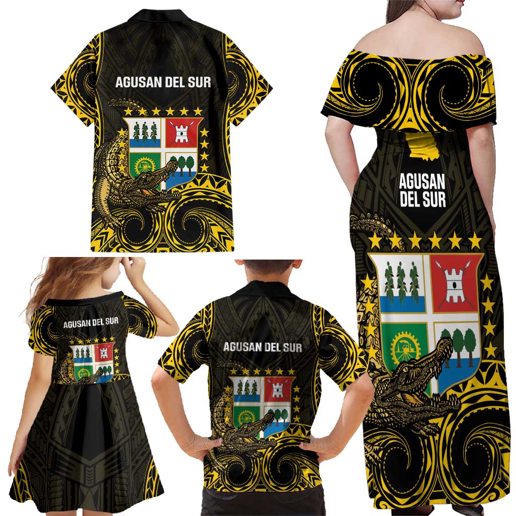 Agusan del Sur Philippines Family Matching Off Shoulder Maxi Dress and Hawaiian Shirt Habagatang Agusan Lolong LT14 - Polynesian Pride