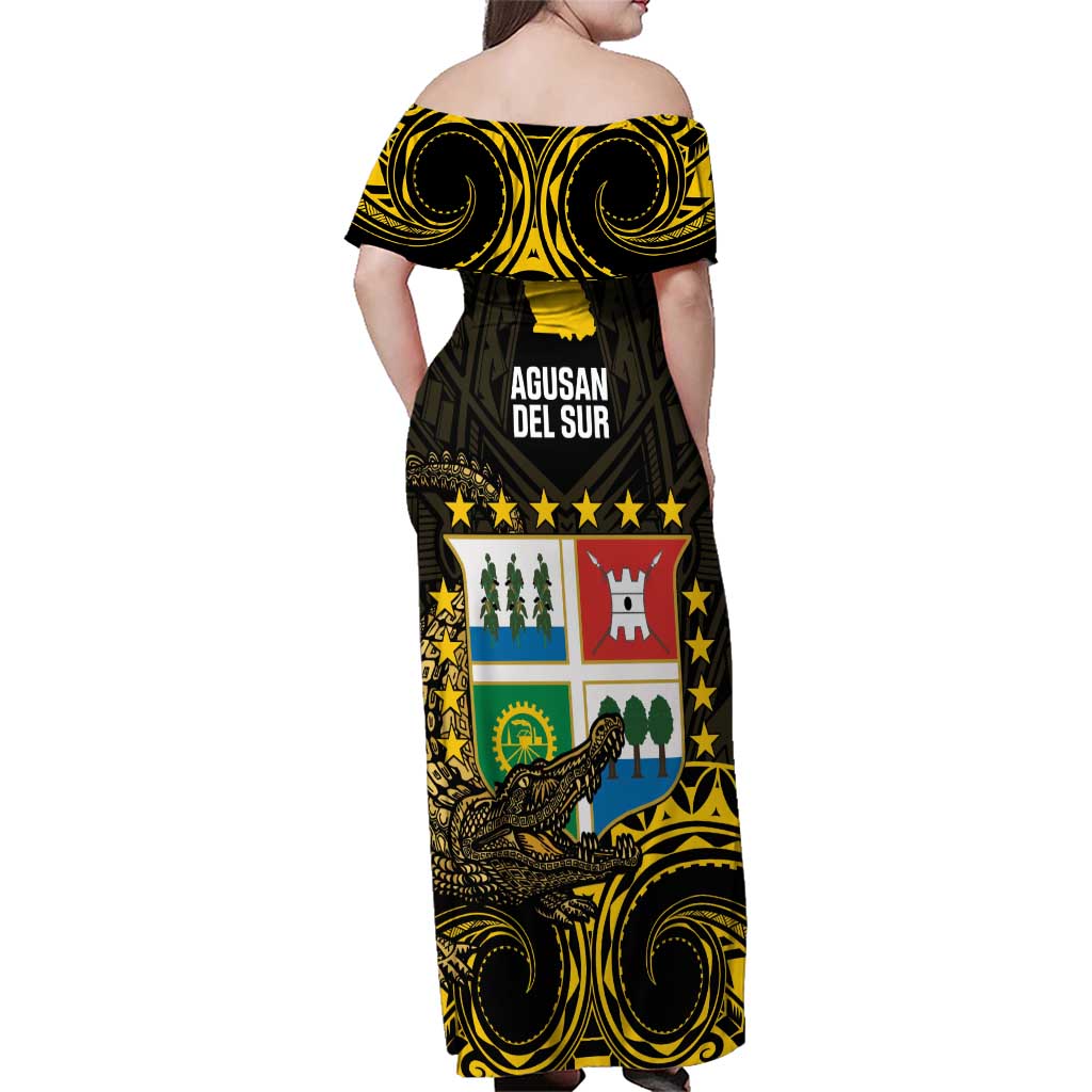 Agusan del Sur Philippines Family Matching Off Shoulder Maxi Dress and Hawaiian Shirt Habagatang Agusan Lolong LT14 - Polynesian Pride