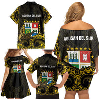 Agusan del Sur Philippines Family Matching Off Shoulder Short Dress and Hawaiian Shirt Habagatang Agusan Lolong LT14 - Polynesian Pride
