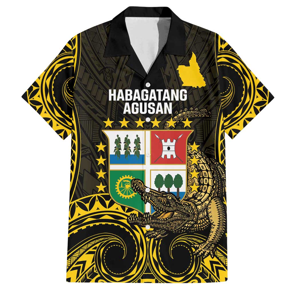 Agusan del Sur Philippines Family Matching Puletasi and Hawaiian Shirt Habagatang Agusan Lolong LT14 Dad's Shirt - Short Sleeve Black - Polynesian Pride