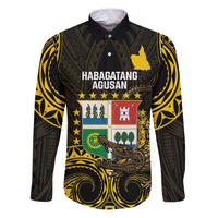 Agusan del Sur Philippines Family Matching Puletasi and Hawaiian Shirt Habagatang Agusan Lolong LT14 Dad's Shirt - Long Sleeve Black - Polynesian Pride