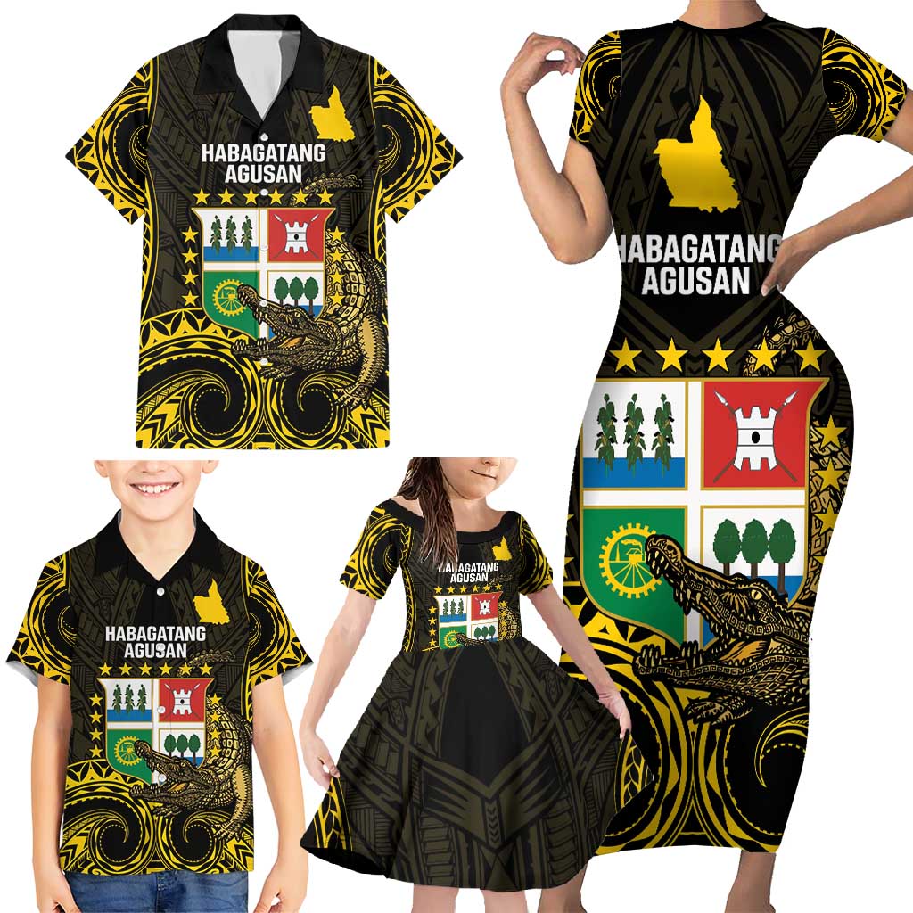Agusan del Sur Philippines Family Matching Short Sleeve Bodycon Dress and Hawaiian Shirt Habagatang Agusan Lolong LT14 - Polynesian Pride