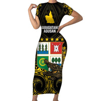 Agusan del Sur Philippines Family Matching Short Sleeve Bodycon Dress and Hawaiian Shirt Habagatang Agusan Lolong LT14 Mom's Dress Black - Polynesian Pride