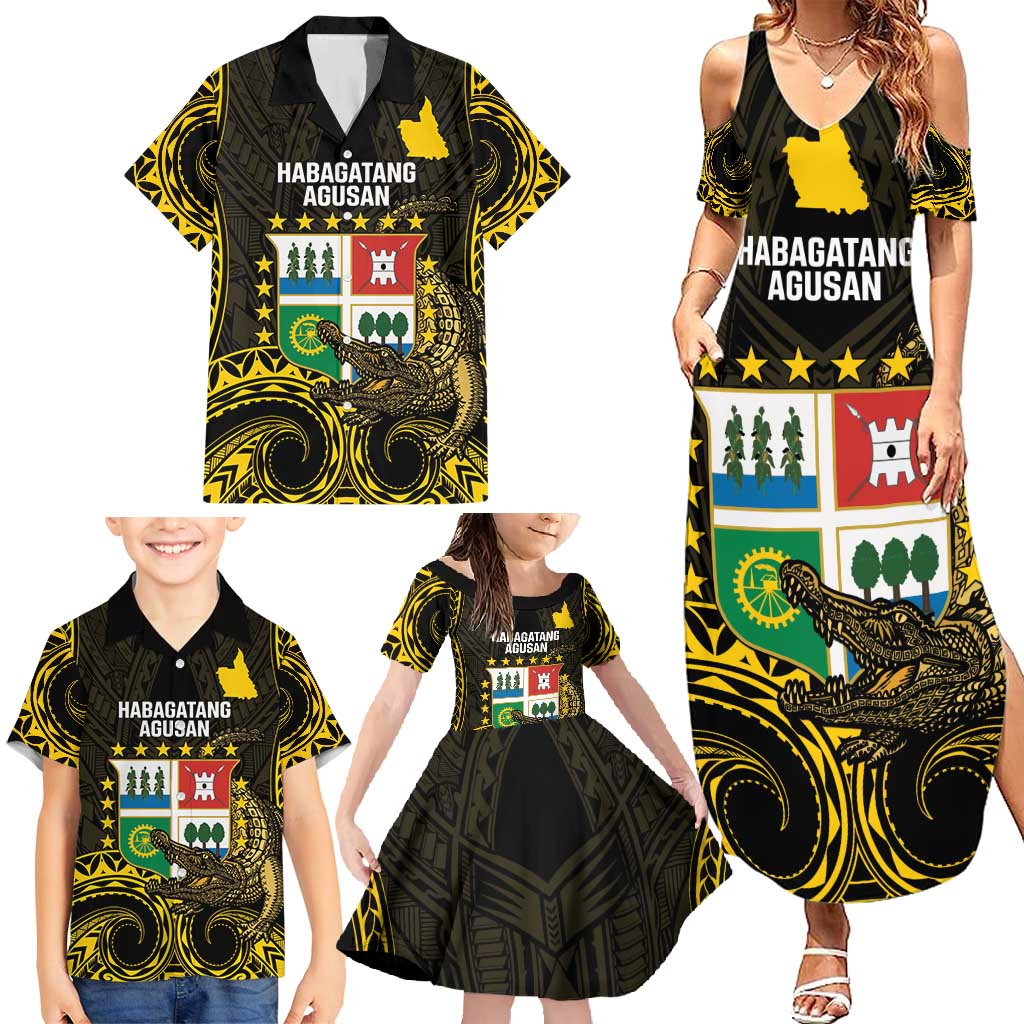 Agusan del Sur Philippines Family Matching Summer Maxi Dress and Hawaiian Shirt Habagatang Agusan Lolong LT14 - Polynesian Pride