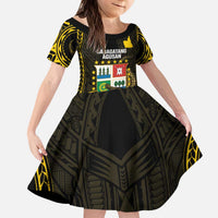 Agusan del Sur Philippines Kid Short Sleeve Dress Habagatang Agusan Lolong LT14 KID Black - Polynesian Pride
