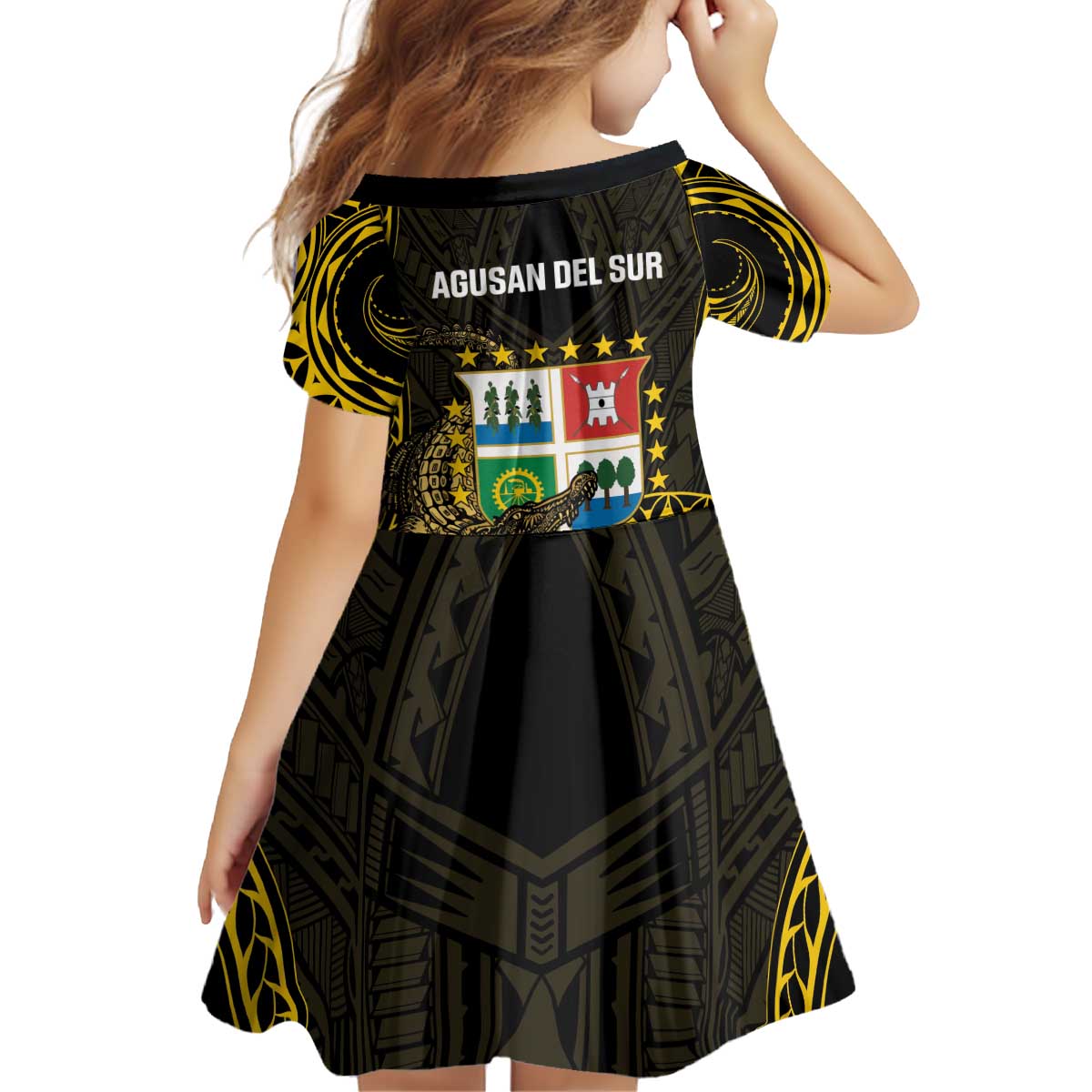 Agusan del Sur Philippines Kid Short Sleeve Dress Habagatang Agusan Lolong LT14 - Polynesian Pride