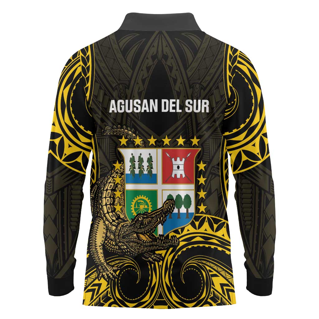 Agusan del Sur Philippines Long Sleeve Polo Shirt Habagatang Agusan Lolong LT14 - Polynesian Pride
