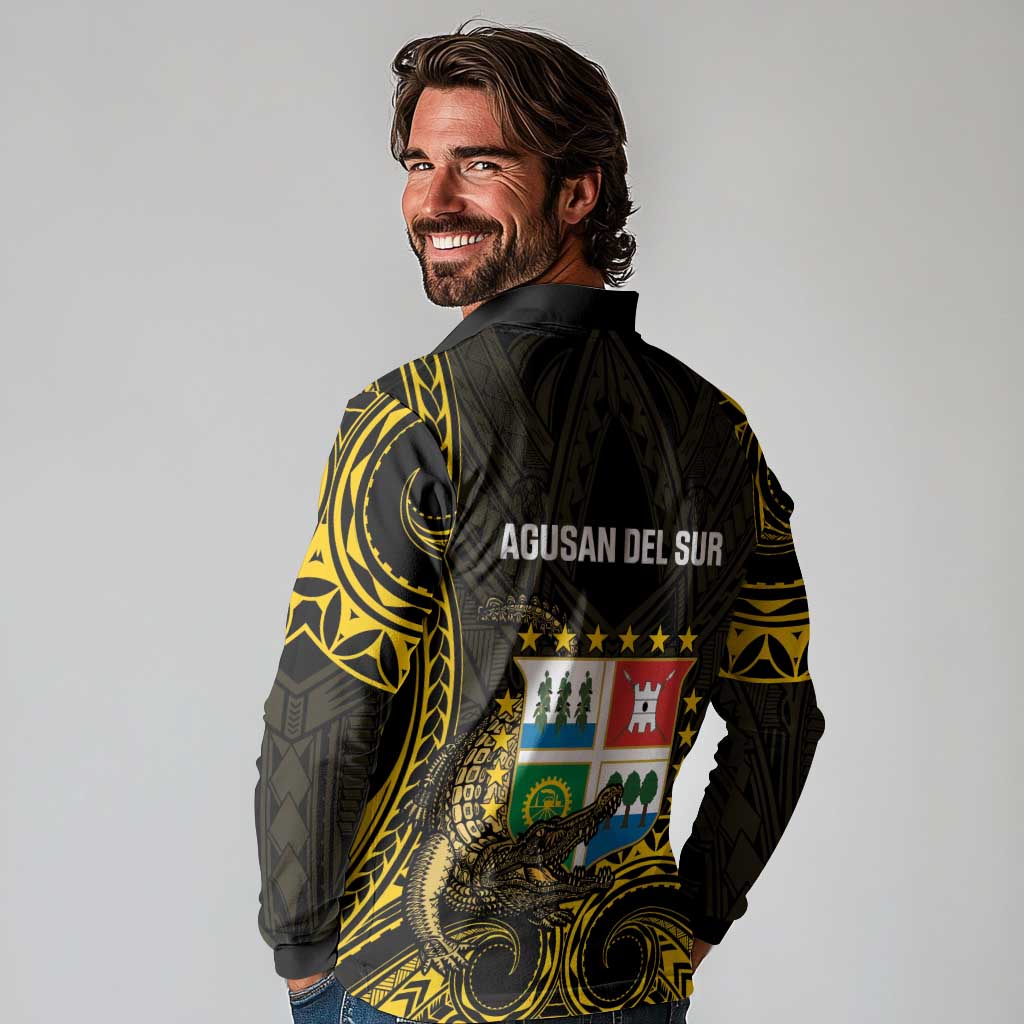 Agusan del Sur Philippines Long Sleeve Polo Shirt Habagatang Agusan Lolong LT14 - Polynesian Pride