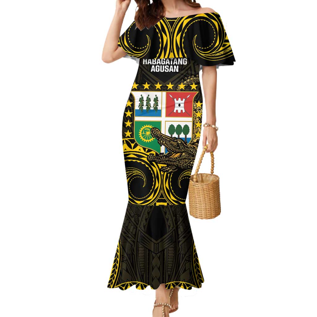 Agusan del Sur Philippines Mermaid Dress Habagatang Agusan Lolong LT14 Women Black - Polynesian Pride