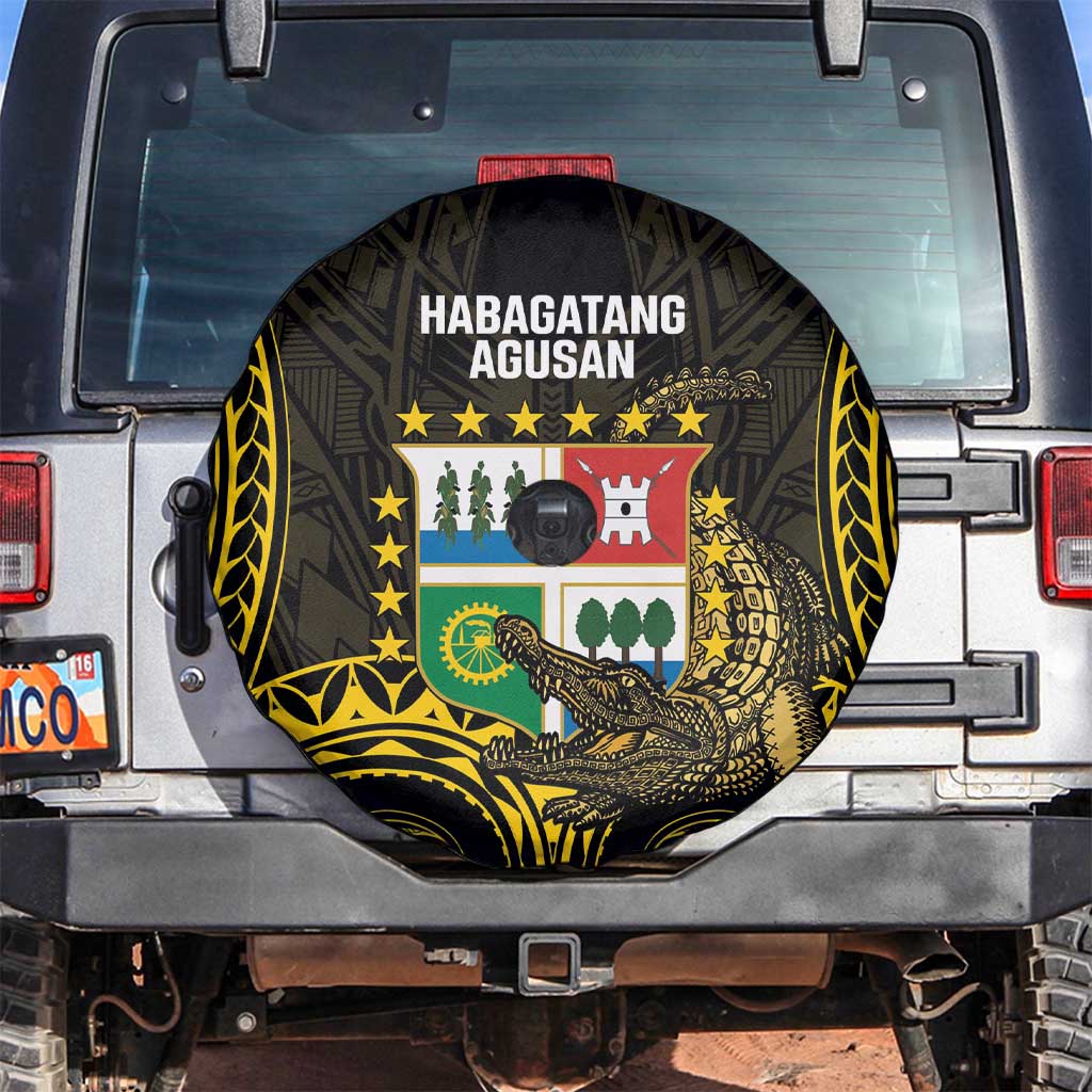 Agusan del Sur Philippines Spare Tire Cover Habagatang Agusan Lolong LT14 Black - Polynesian Pride