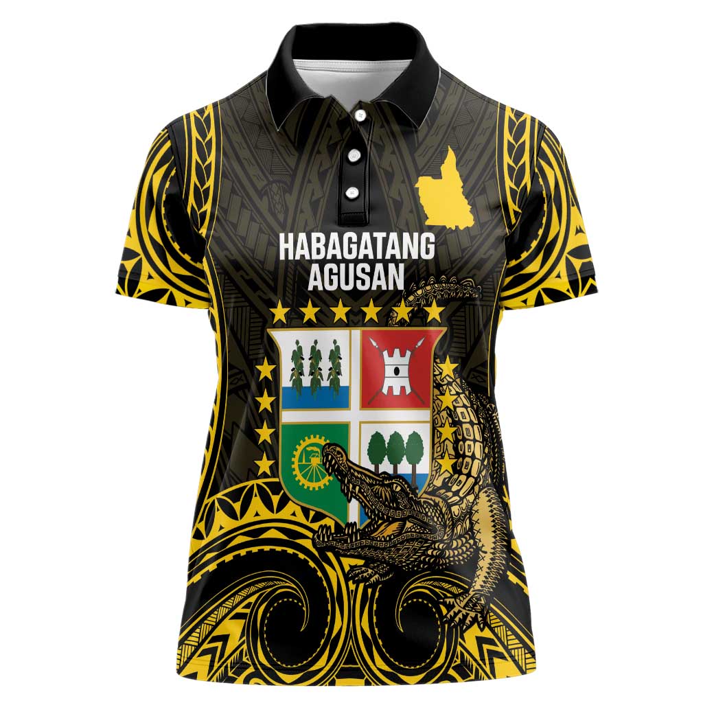 Agusan del Sur Philippines Women Polo Shirt Habagatang Agusan Lolong LT14 Female Black - Polynesian Pride