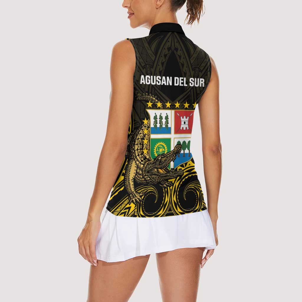 Agusan del Sur Philippines Women Sleeveless Polo Shirt Habagatang Agusan Lolong LT14 - Polynesian Pride
