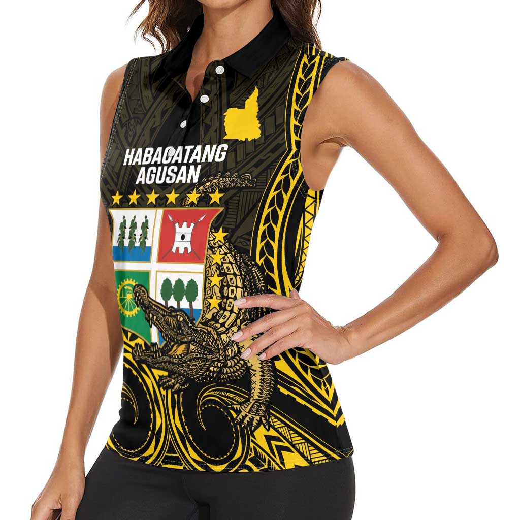 Agusan del Sur Philippines Women Sleeveless Polo Shirt Habagatang Agusan Lolong LT14 - Polynesian Pride