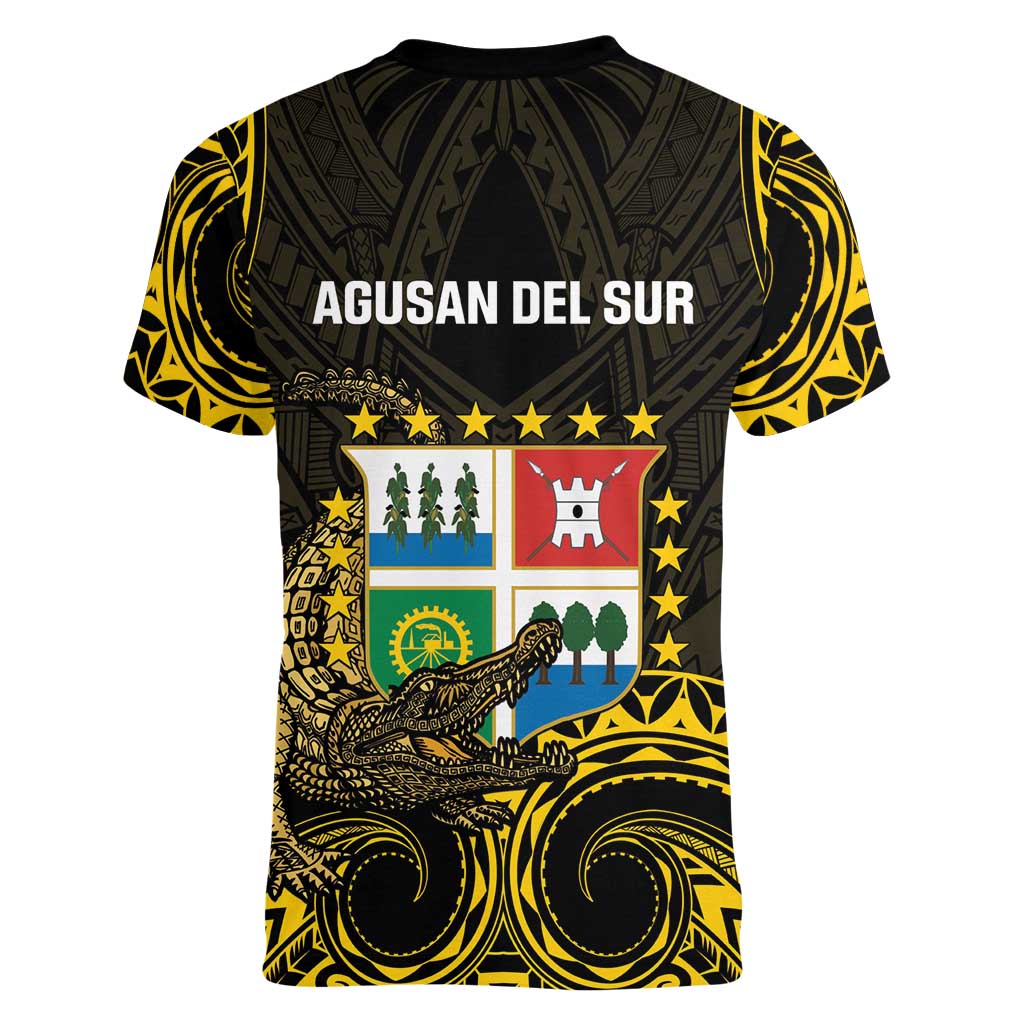 Agusan del Sur Philippines Women V-Neck T-Shirt Habagatang Agusan Lolong LT14 - Polynesian Pride