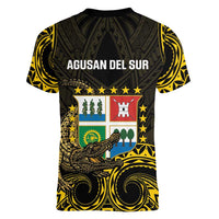 Agusan del Sur Philippines Women V-Neck T-Shirt Habagatang Agusan Lolong LT14 - Polynesian Pride
