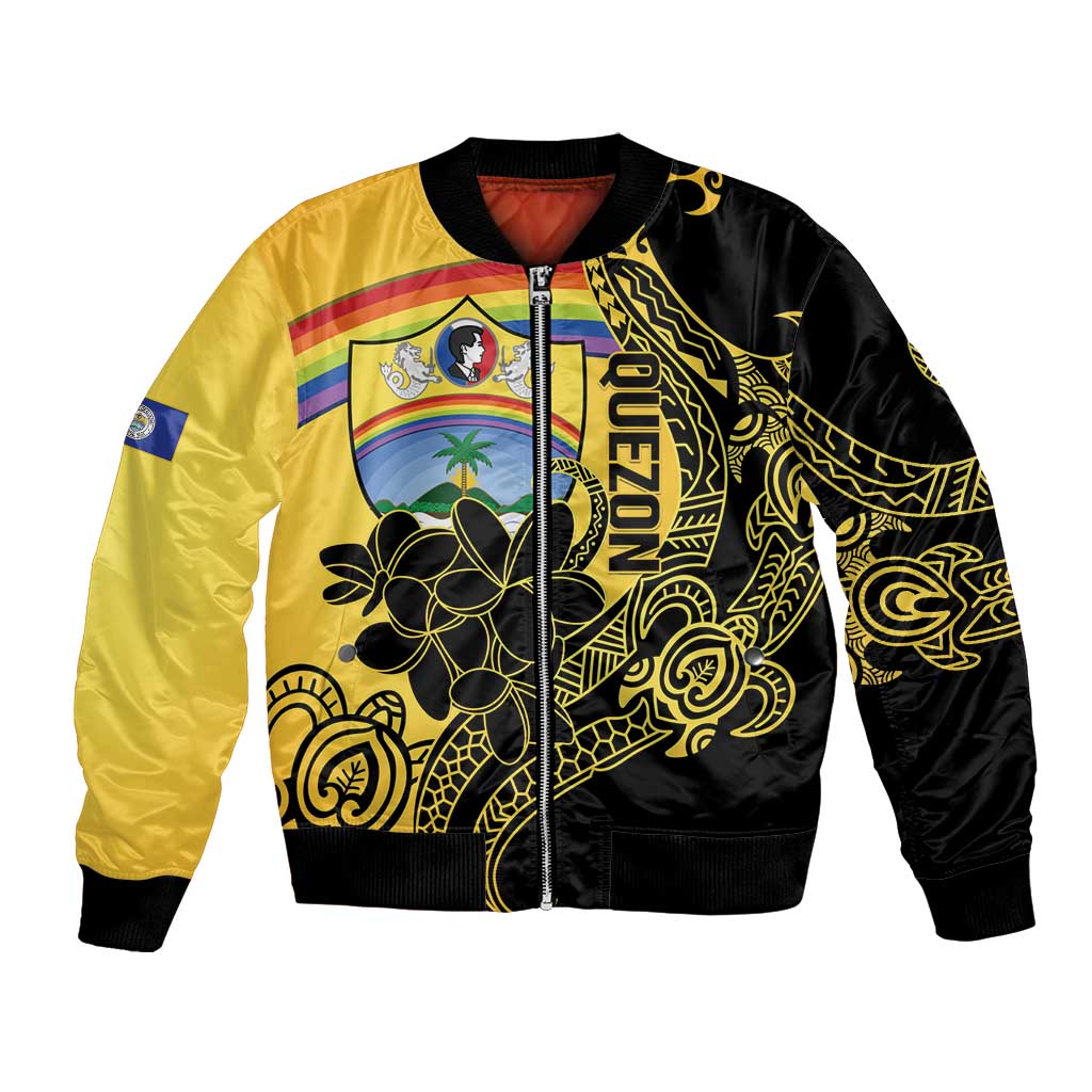 Quezon Province Bomber Jacket Cocolandia Philippines Turtle LT14 Unisex Gold - Polynesian Pride