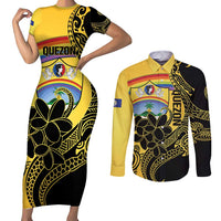 Quezon Province Couples Matching Short Sleeve Bodycon Dress and Long Sleeve Button Shirt Cocolandia Philippines Turtle LT14 Gold - Polynesian Pride