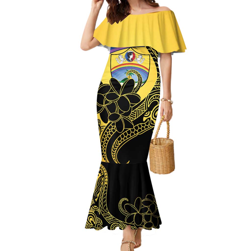 Quezon Province Family Matching Mermaid Dress and Hawaiian Shirt Cocolandia Philippines Turtle LT14 Mom's Dress Gold - Polynesian Pride