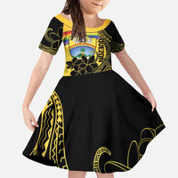 Quezon Province Family Matching Off Shoulder Maxi Dress and Hawaiian Shirt Cocolandia Philippines Turtle LT14 Daughter's Dress Gold - Polynesian Pride