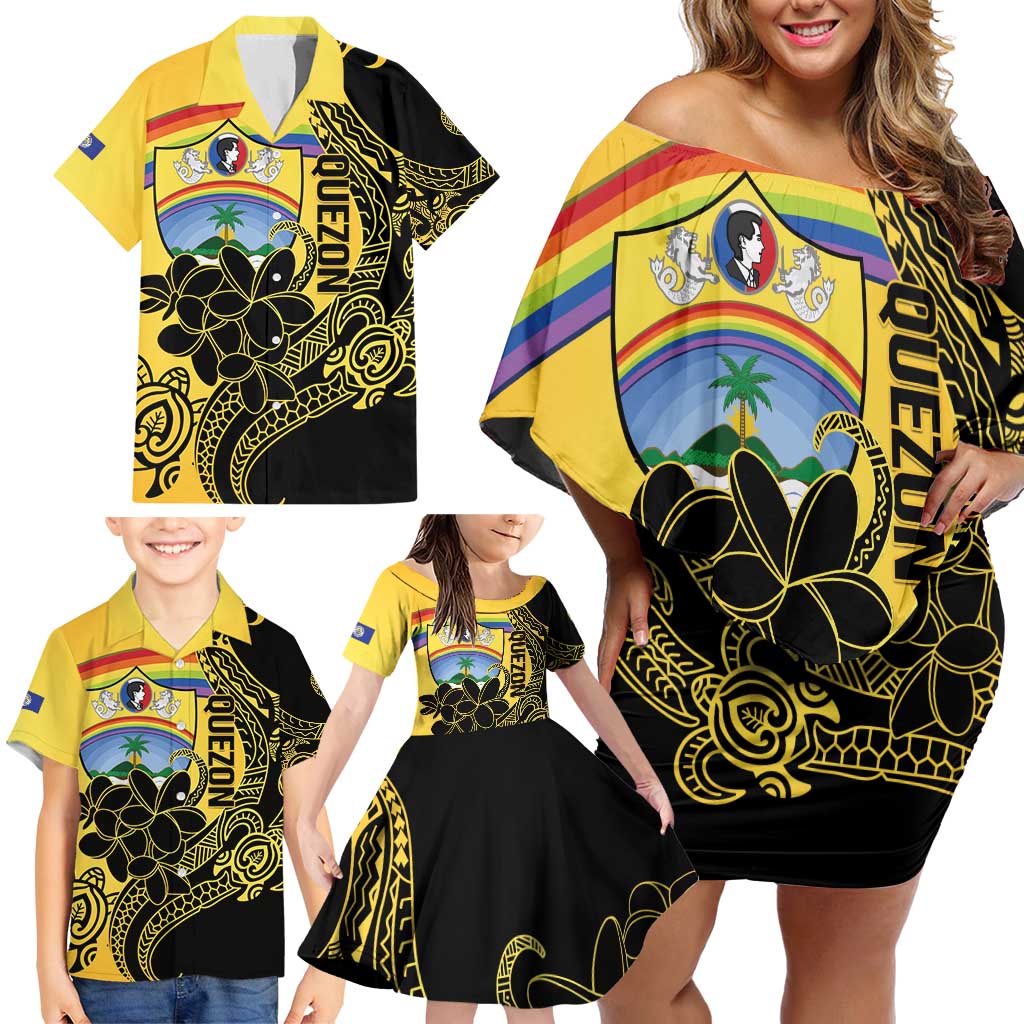 Quezon Province Family Matching Off Shoulder Short Dress and Hawaiian Shirt Cocolandia Philippines Turtle LT14 - Polynesian Pride