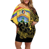 Quezon Province Family Matching Off Shoulder Short Dress and Hawaiian Shirt Cocolandia Philippines Turtle LT14 Mom's Dress Gold - Polynesian Pride