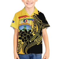 Quezon Province Family Matching Off Shoulder Short Dress and Hawaiian Shirt Cocolandia Philippines Turtle LT14 Son's Shirt Gold - Polynesian Pride