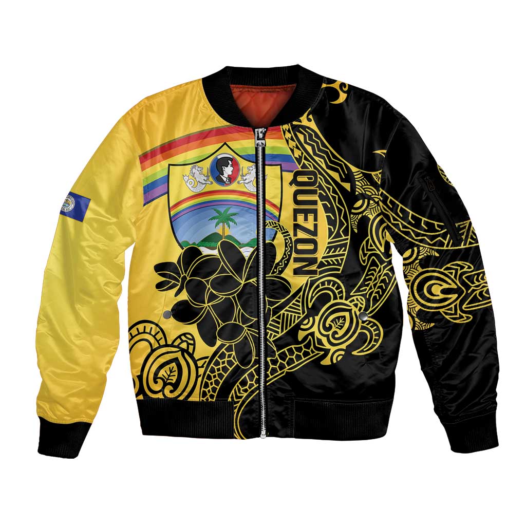 Quezon Province Sleeve Zip Bomber Jacket Cocolandia Philippines Turtle LT14 Unisex Gold - Polynesian Pride